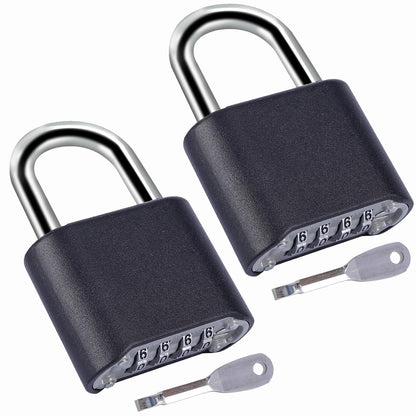 Heavy Duty Padlock, 4-Digit Combination Lock for Outdoor, Secure Locker Lock for Gym Lockers, Gates, Sheds, Fences, Cabinets & School Use (Short-2pack)