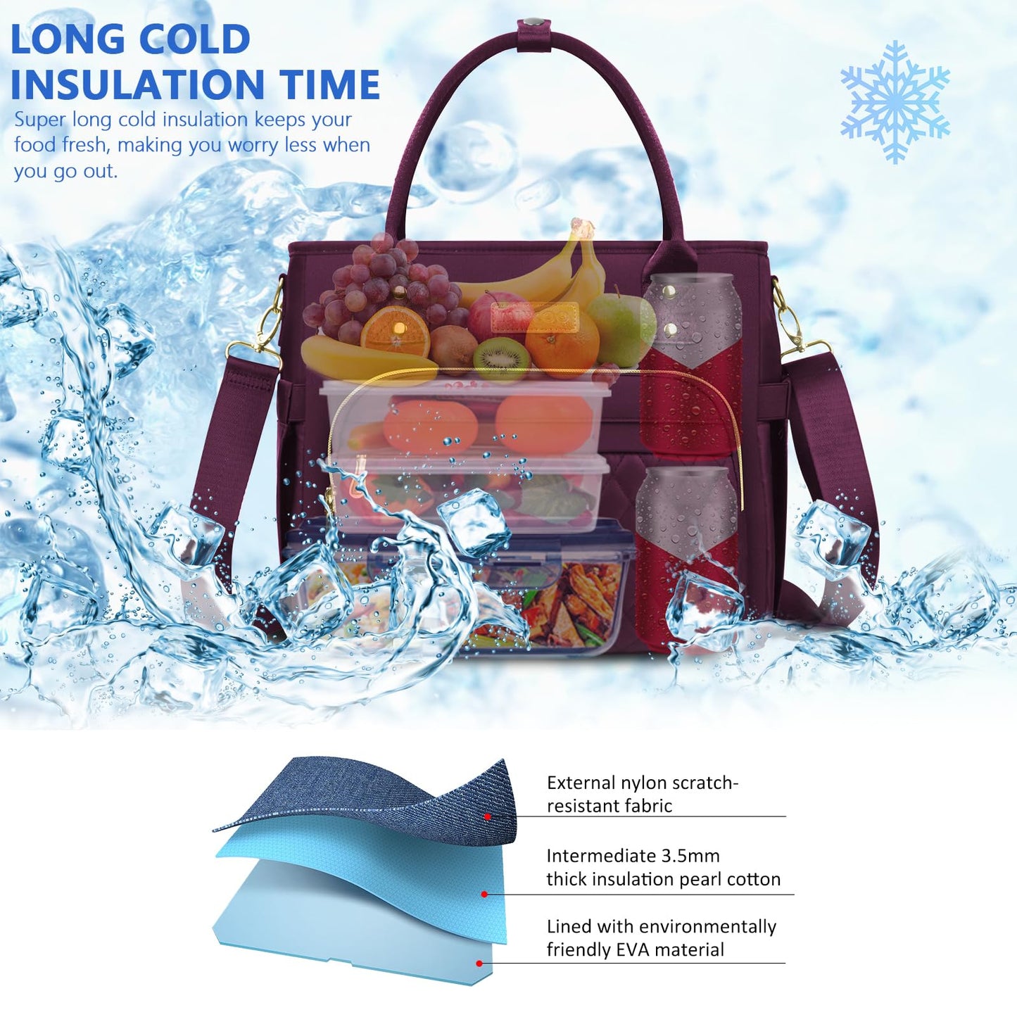 Lunch Bag Lunch Box Women - Leakproof Insulated Lunch Cooler Bag for Women - Large Lunch Tote Bags Adults