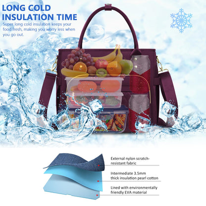 Lunch Bag Lunch Box Women - Leakproof Insulated Lunch Cooler Bag for Women - Large Lunch Tote Bags Adults