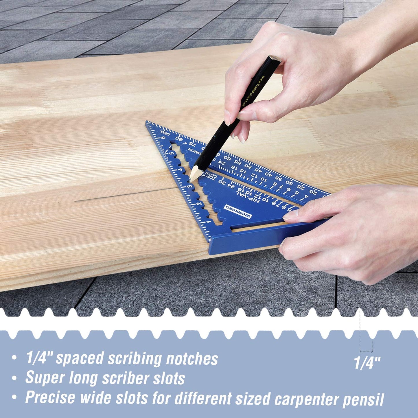 WORKPRO Rafter Square and Combination Square Tool Set, 7 Inch Aluminum Alloy Die-Casting Carpenter Square and 12 Inch Zinc-Alloy Square Ruler Combo (Rafter Square Layout Tool)