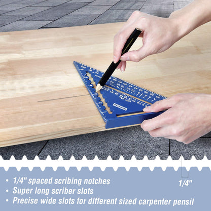 WORKPRO Rafter Square and Combination Square Tool Set, 7 Inch Aluminum Alloy Die-Casting Carpenter Square and 12 Inch Zinc-Alloy Square Ruler Combo (Rafter Square Layout Tool)
