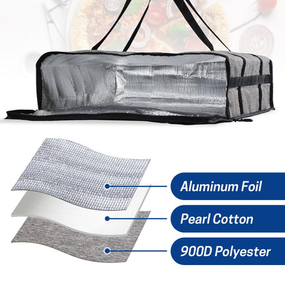 WISEPRO Pizza Delivery Bag, 20.5" X 20.5" X 5.9" Insulated Food Delivery Bag, Thermal Pizza Carrier Bag for Restaurants, Parties, Camping, Takeout
