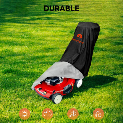 Roastove Black Outdoors Lawn Mower Cover - Heavy Duty 420D Polyester Oxford Waterproof, UV Protection Universal Fit with Drawstring