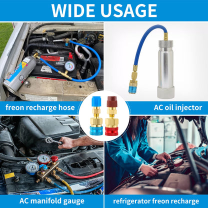 Tigbear R1234yf Quick Couplers Kit, R1234YF to R134A Quick Coupler Adapter, High/Low Side Quick Coupler R1234YF AC Charging Hose Adapter Fitting Connector for Car Conditioner AC Charging