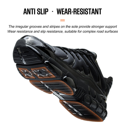 OWANVION Steel Toe Shoes for Men Lightweight Non-Slip Sneakers Puncture Proof Shoes Indestructible Work Shoes Black