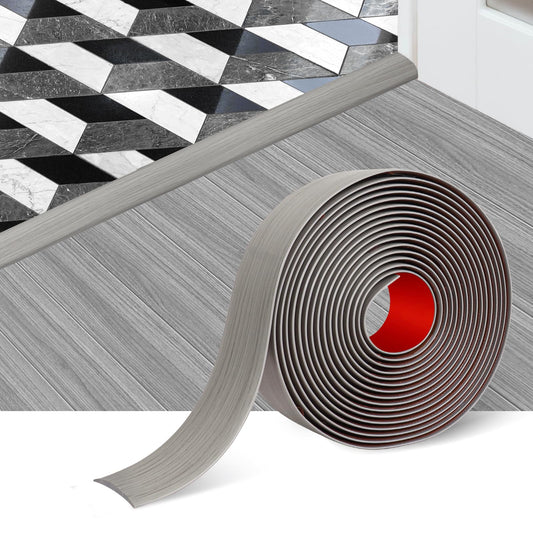 Floor Transition Strip Self Adhesive Floor Cover Strips Laminate 2" Wide Vinyl Flat Divider Transitions Elegant Wood Grain Design (5cm, 6.56Ft, Gray)