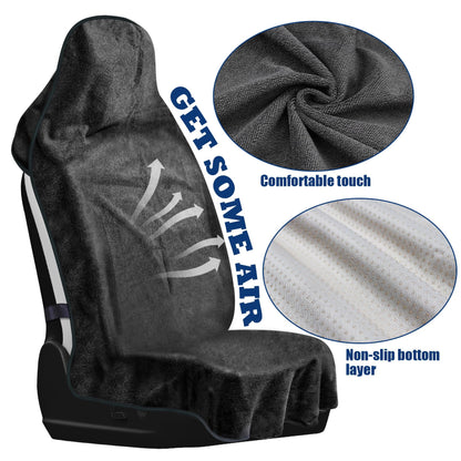 Car Seat Cover, Waterproof Car Seat Cover Front Seats Sweat Towe Bucket Seat Covers Universal Protector for Sport, Gym, Beach, Swimming, 1 Pc Black