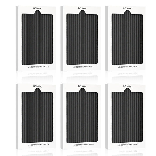 Belvita Refrigerator Air Filter Replacement for Frigidaire, Paultra, Ultrawf PureAir Ultra Electrolux EAFCBF - 6 Pack White
