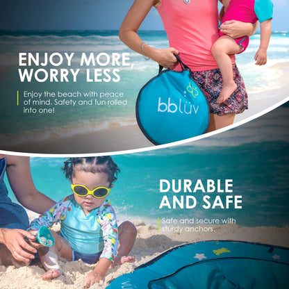 bblüv Arenä Pop-Up Beach Pool for Infants - Easy Clean - Waterproof Material- Instant Setup - Compact Foldable Bucket - Safe Cooling Space - Anchors for Stability - Ultimate Summer Fun for Your Baby