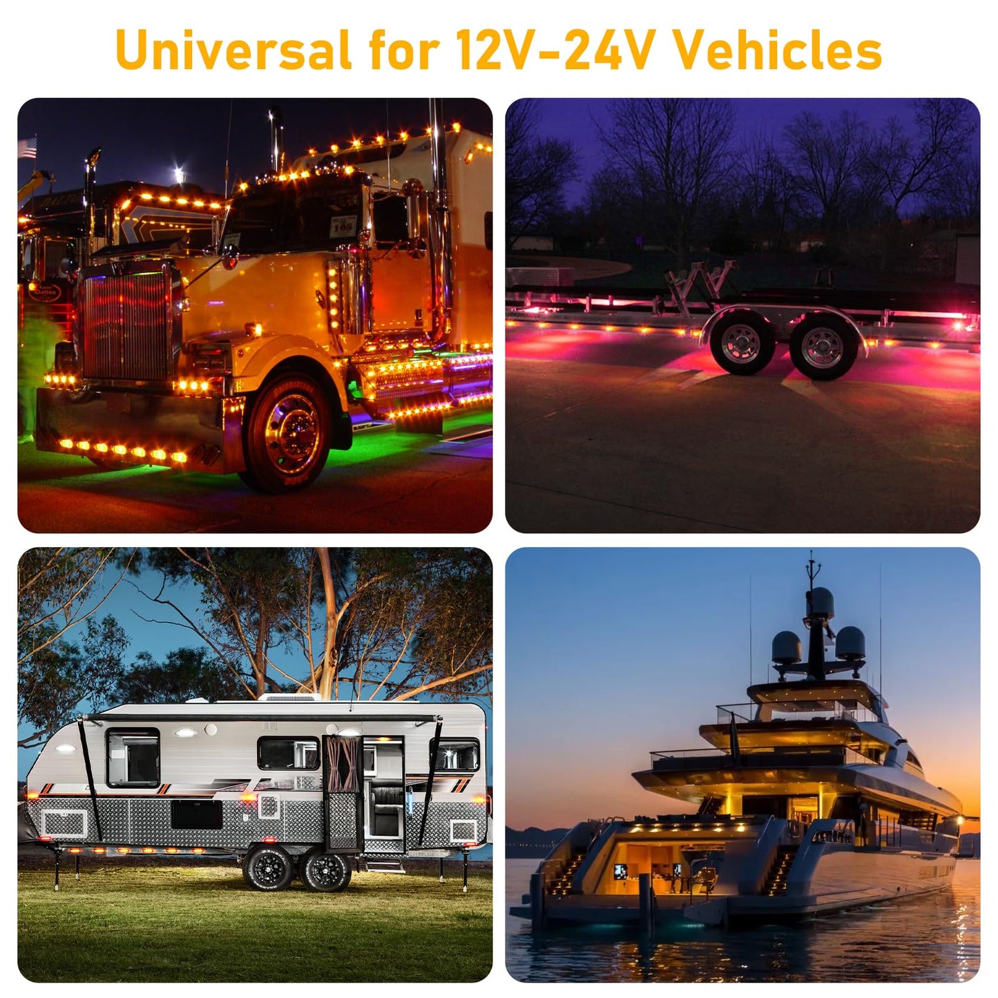 10pcs 6LED Trailer Marker Lights, Linkstyle 12V-24V Amber/Red Surface Mount Clearence Light, 4.4 Inch Waterproof Sealed Side Marker Indicators Light for Front Rear Trailer Truck RV Camper Boat