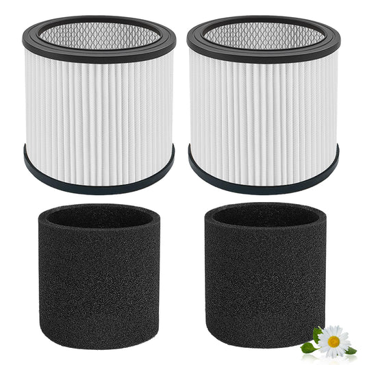 Nerans 2 Pack 90304 Replacement Filter Compatible with Shop Vac 90304 90350 90333 90585,Wet Dry Vac Cartridge Filter with Foam Sleeve, Fits Most 5 Gallon and Above Shop Vac Vacuum Cleaners