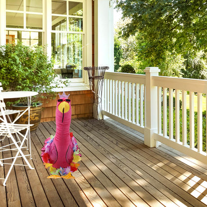 Lyreh Porch Goose Flamingo Outfit, SummerCostume with Wreath & Lawn Statue Clothes for Outdoor Patio Yard Garden Decoration