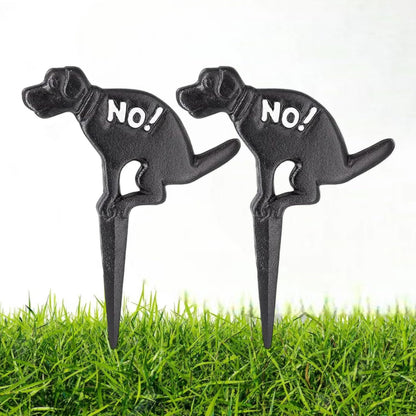No Pooping Yard Signs, Prefdo 2 Pack Cast Iron No Dog Poop Signs, Keep Your Dog Off Grass Signs, No Peeing or Pooping Dog Signs for Outdoor Yard Lawn Garden (Black)