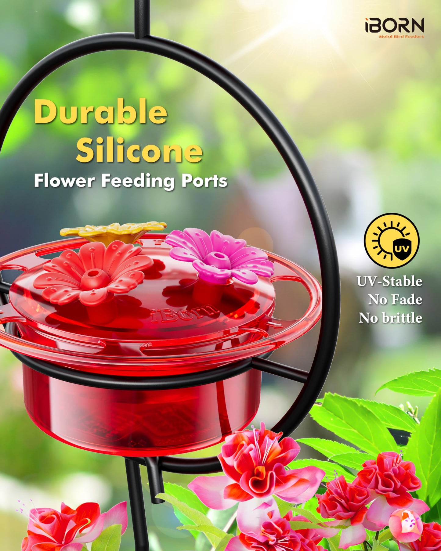 iBorn Circular Hanging Hummingbird feeders for Outdoors 3PCS 3OZ Mini Hummingbird Feeder Humming Bird Feeder, Silicone Feeding Ports, Bee-Proof, 2025 New