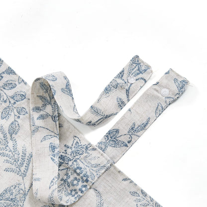Lazzzy Kitchen Valance Curtain Linen Floral Farmhouse Tie Up Valance for Cafe Bathroom Bedroom Small Window Treatments Curtain 20 Inch Long Rod Pocket 1 Panel Blue on Beige