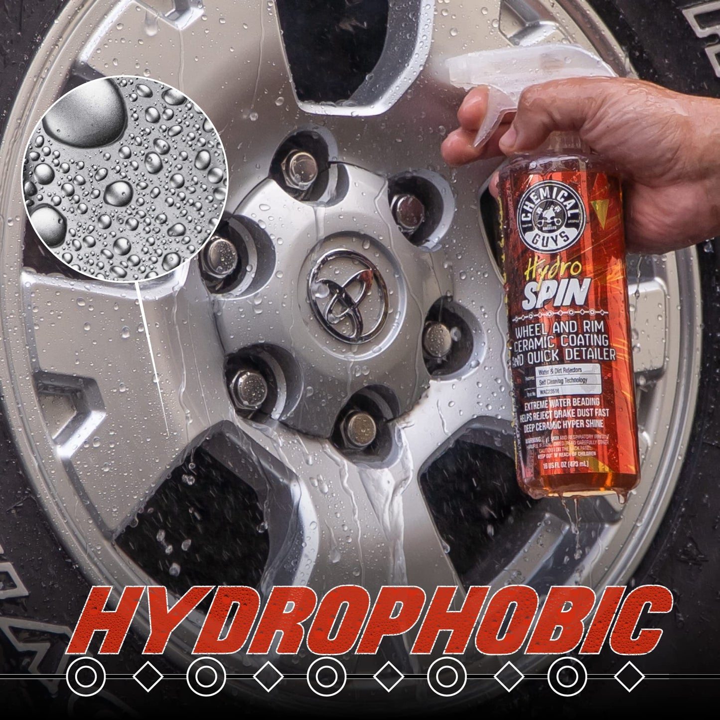 Chemical Guys HydroSpin Wheel & Rim Ceramic Coating and Quick Detailer, Safe for Cars, Trucks, SUVs, Motorcycles, RVs & More, 473 ml