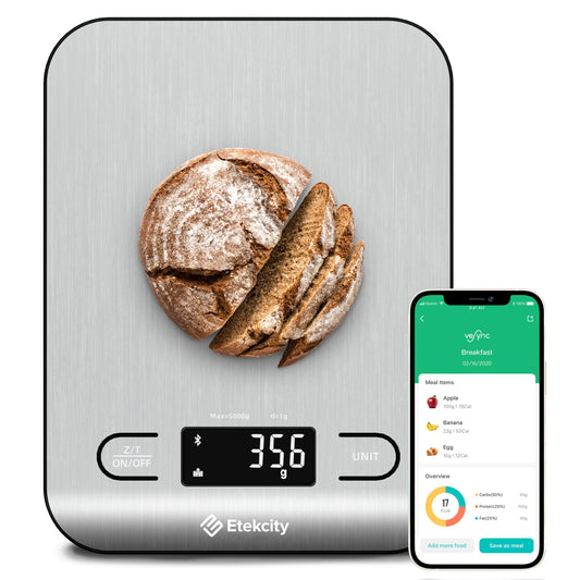 Etekcity Food Nutrition Kitchen Scale, Digital Grams and Ounces for Weight Loss, Baking, Cooking, Keto and Meal Prep, Large, 304 Stainless Steel, 11 Pounds-Medium (ENS-C551S)