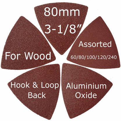 XXGO 105 Pcs Oscillating Multi Tool Sanding Pads Kits 2 Pcs Triangle Sanding Pads 3 Pcs Finger Sanding Pads 100 Pcs Multi Tool Sandpaper for Wood Sanding XG3105
