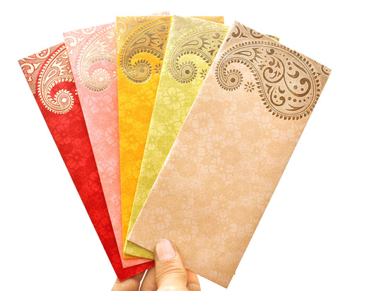 ZIG ZAG Elegant Money Gifting Envelopes Pack of 100 Cash Holder Designer Lifafa for Weddings, Gift of Prosperity Multi Color