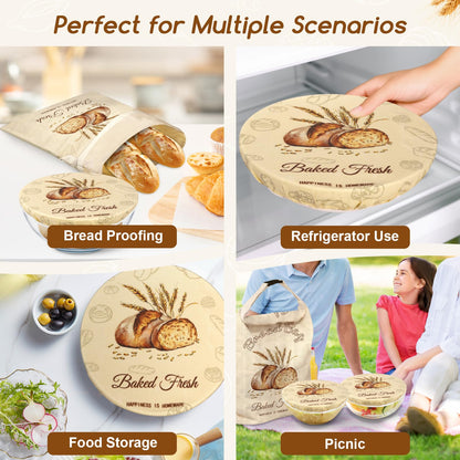 2Pack Beeswax Bowl Covers for Bread Proofing, Large 12inch Sourdough Bowl Covers, Reusable Bowl Covers for Dough Proofing and Food Storage, Elastic Shower Caps for Sourdough Bread