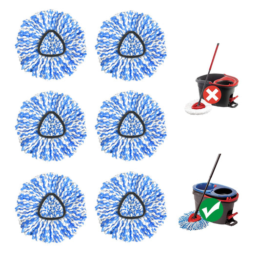 Spin Mop Head Refill, 6Pcs Rotating Triangle Mop Head, Microfiber, Machine Washable