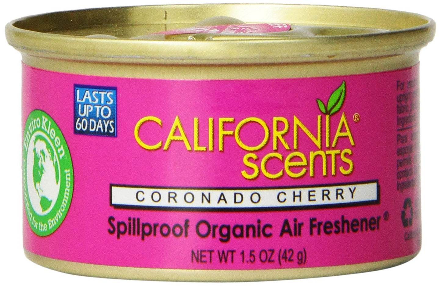 California Scents Spillproof Organic Air Freshener, Coronado Cherry, 1.5 Ounce Canister (Pack of 4)
