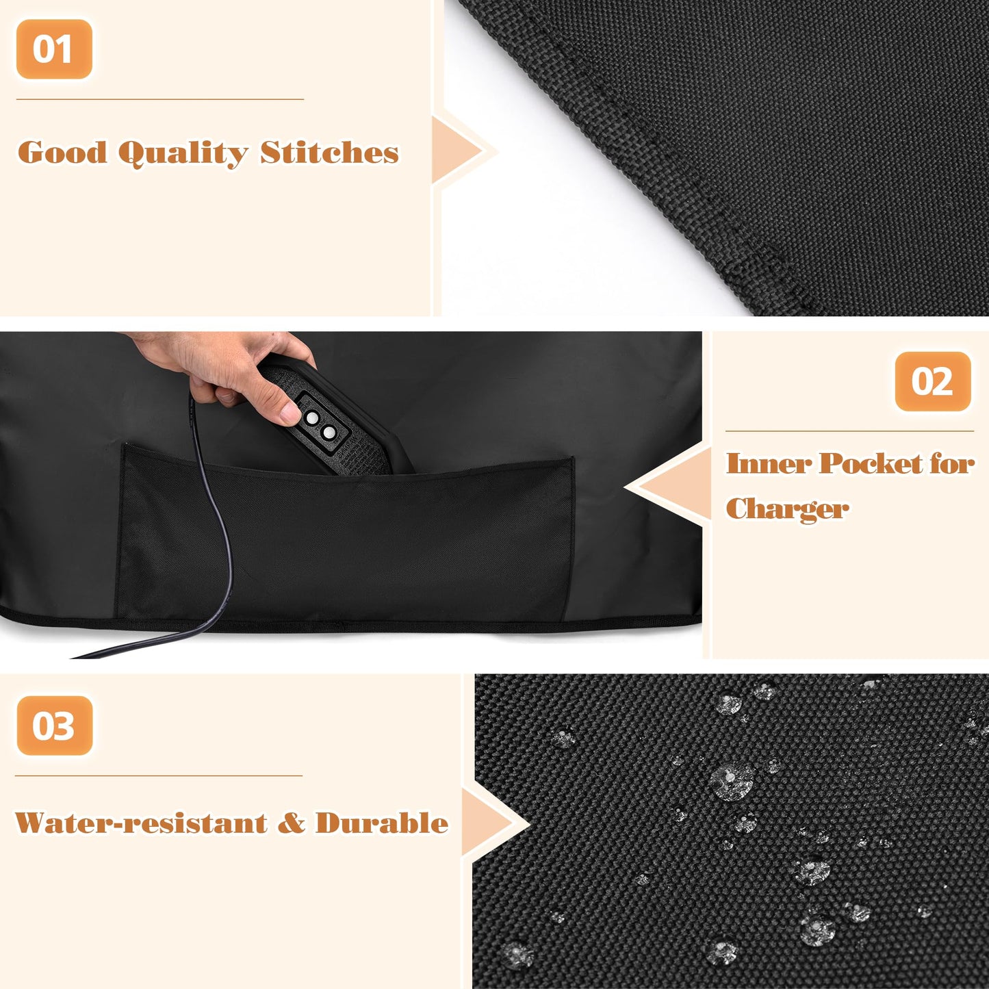 HODRANT Grill Cover Compatible with Ninja OG701 OG751 Woodfire Grill, BBQ Grill Accessories Bag Compatible with Ninja OG700 Series Outdoor 7-in-1 Grill Smoker, with Handle & Inner Pocket, Cover Only