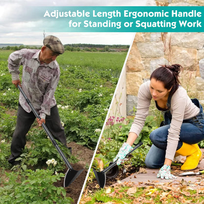 Garden Hoe Tool,Triangle Gardening Hoe with Sharp Blade for Digging,Weeding,Cutting and Loosing Soil,60 Inch Adjustable Length Metal Handle