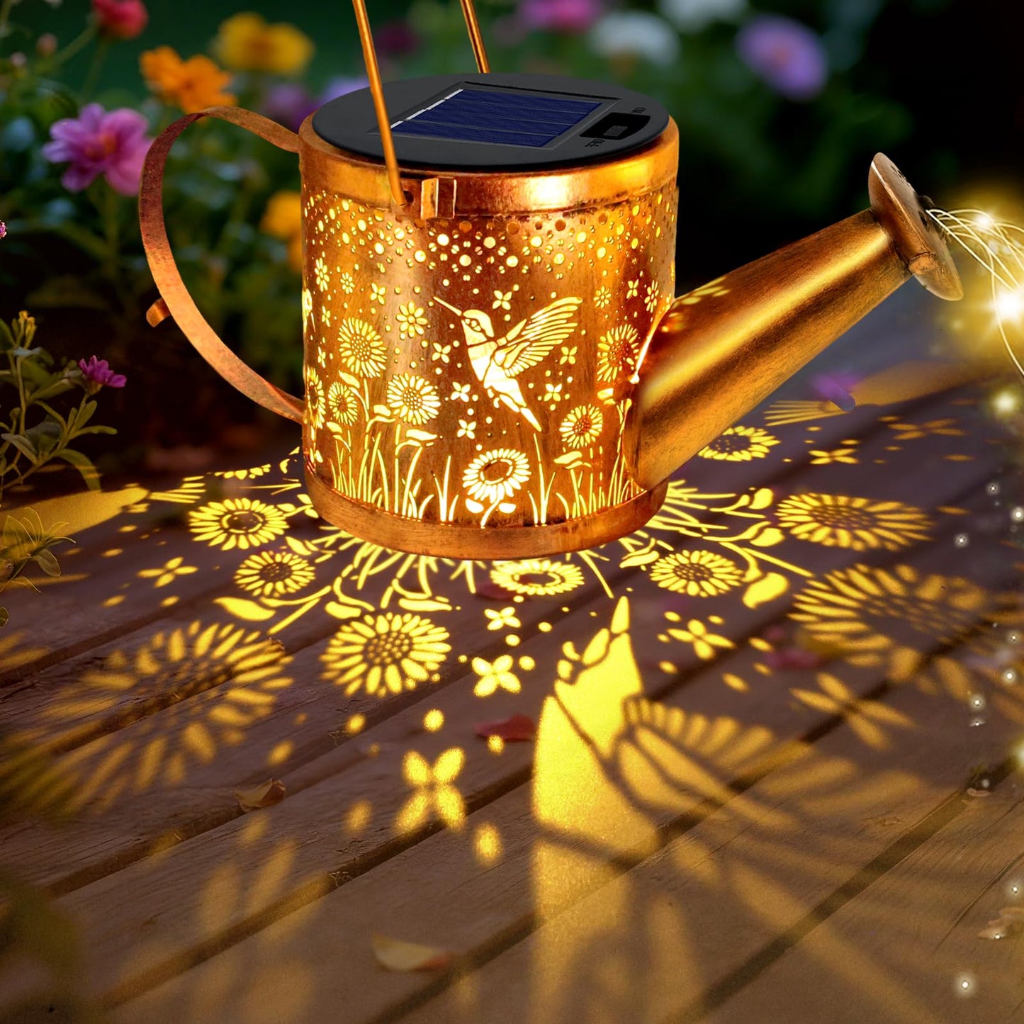 ZNYCYE Solar Watering Can Lights, Hummingbird Decorative Hanging Lantern Solar Lights Outdoor Waterproof, Gifts for Mom Women Grandma Birthday, Retro Metal Garden Decor for Outside Yard Patio Lawn