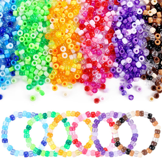 Funtopia 3400 Pcs Colorful Pony Beads Bulk, 36 Colors Kandi Beads for Bracelets and Jewelry Making, Rainbow Hair Beads for Braids, DIY Crafts, Key Chains and Ornaments Decorations