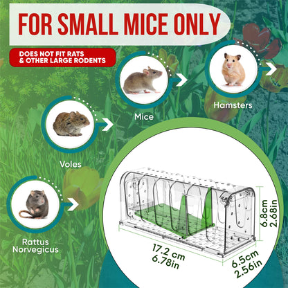 Zakattack, Premium Humane Mouse Trap, Mouse Traps Indoor for Home, Safe for Kids and Pets, Catch and Release, Reusable, for Small Mice and Rodents (4 Pack)