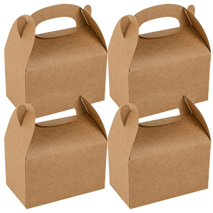 Restaurantware Kraft Gable Boxes 25 Count 6 x 3.5 x 3.5 Inches Paper Gift Boxes Greaseproof With Handles Recyclable Favor Boxes For Birthdays Weddings Baby Showers Brown