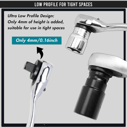 4PCS Low Profile Magnetic Impact Socket Adapter Set - Perfect for Tight Spaces, Drive Ratchet Adapter Set, 3/4" to 1", 1/2" to 3/4", 3/8" to 1/2", 1/4" to 3/8"