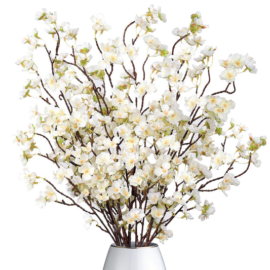Dremisland 4Pack Artificial Cherry Blossom Flowers 39.3in Faux Cherry Blossom Branches Cherry Blossom Decor Silk Peach Faux Flowers Spring Decor Wedding Party Home Table Vase Decor