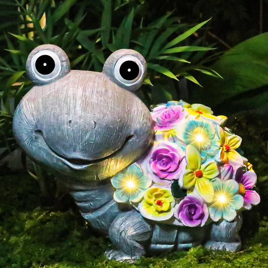 YANFLERENT Outdoor Solar Cute Turtle Statues for Garden, Waterproof Outside Tortoise Figurines Decor with 7 LED Lights, Suitable for Yard, Lawn, Patio, Balcony - Gift for Grandma Mom Women