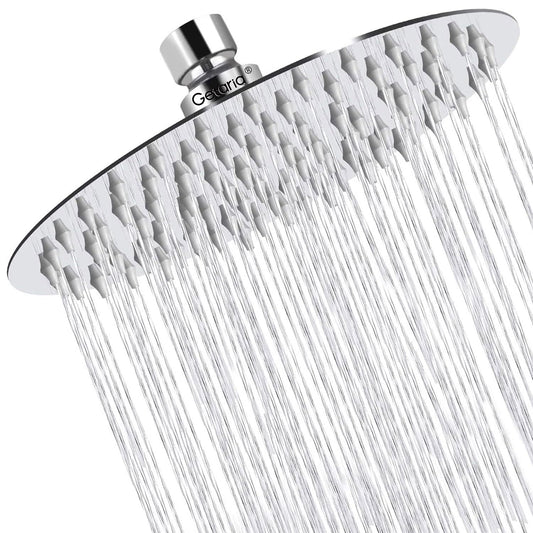 Rainfall Shower Head,8" Round Stainless Steel Rain Shower Heads with Anti-Limescale Nozzles Waterfall ShowerHead, Ultra-Thin Desigh Shower Rain Head with Adjustable Angles