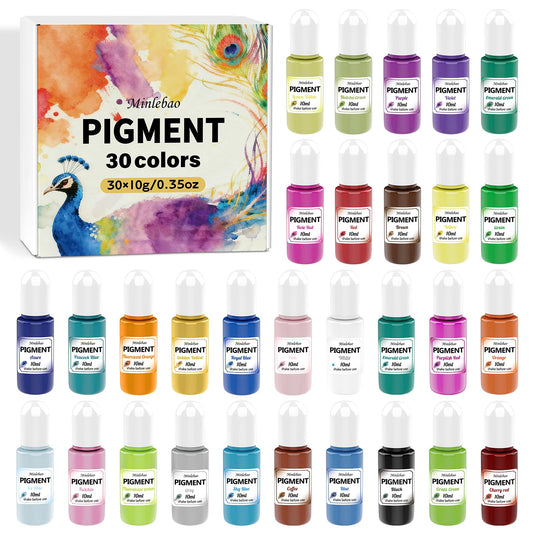 Epoxy Resin Dye 30 Colors Liquid Pigment Set 300ml- Highly Concentrated Translucent Resin Colorant for Jewelry Making, Tumblers, Art Crafts DIY - 10ml Each Bottle
