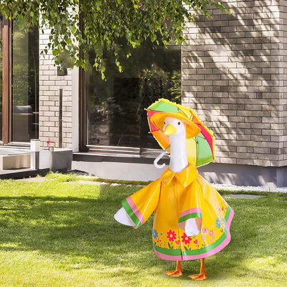 3 Pcs/Set Raincoat Porch Goose Outfits, Lawn Goose Statue Raincoat Costume, Yard Goose Clothes Raincoats Umbrella Hat Outfit for 23" Statue Patio Garden Decoration