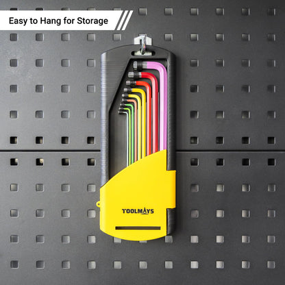 9PC Metric Ball-End Hex Key Set (1.5-10mm), Color-Coded Anti-Slip Wrenches for Machinery & Vehicle Repair