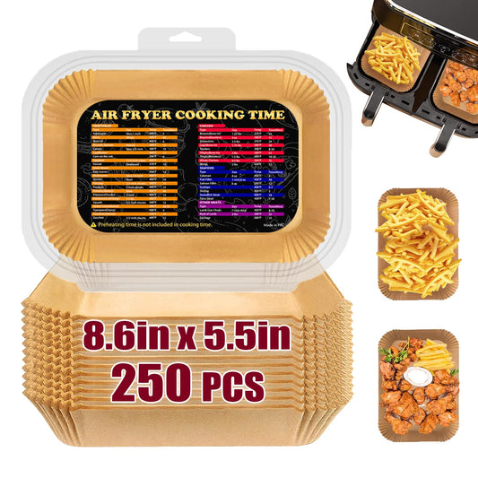 Air Fryer Liners for Ninja Dual, 250PCS Airfryer Liners for Ninja DZ550 DZ201, Parchment Paper for Air Fryer Disposable Air Fryer Parchment Paper Liners Rectangle 8.6 x 5.5 inch