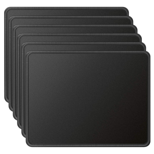 MROCO Mouse Pad 6 Pack [30% Larger] with Non-Slip Rubber Base, Premium-Textured & Waterproof Mousepad Bulk with Stitched Edges for Computer, Laptop, Office & Home, 11 x 8.5 inches, Black