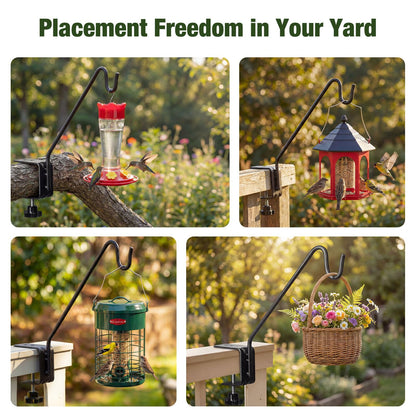 Kingsyard 2 Pack Heavy Duty Deck Hook - 10 inch Metal Deck Railing Hooks for Hanging Bird Feeders, Planters, Suet Baskets, Lanterns, Wind Chimes
