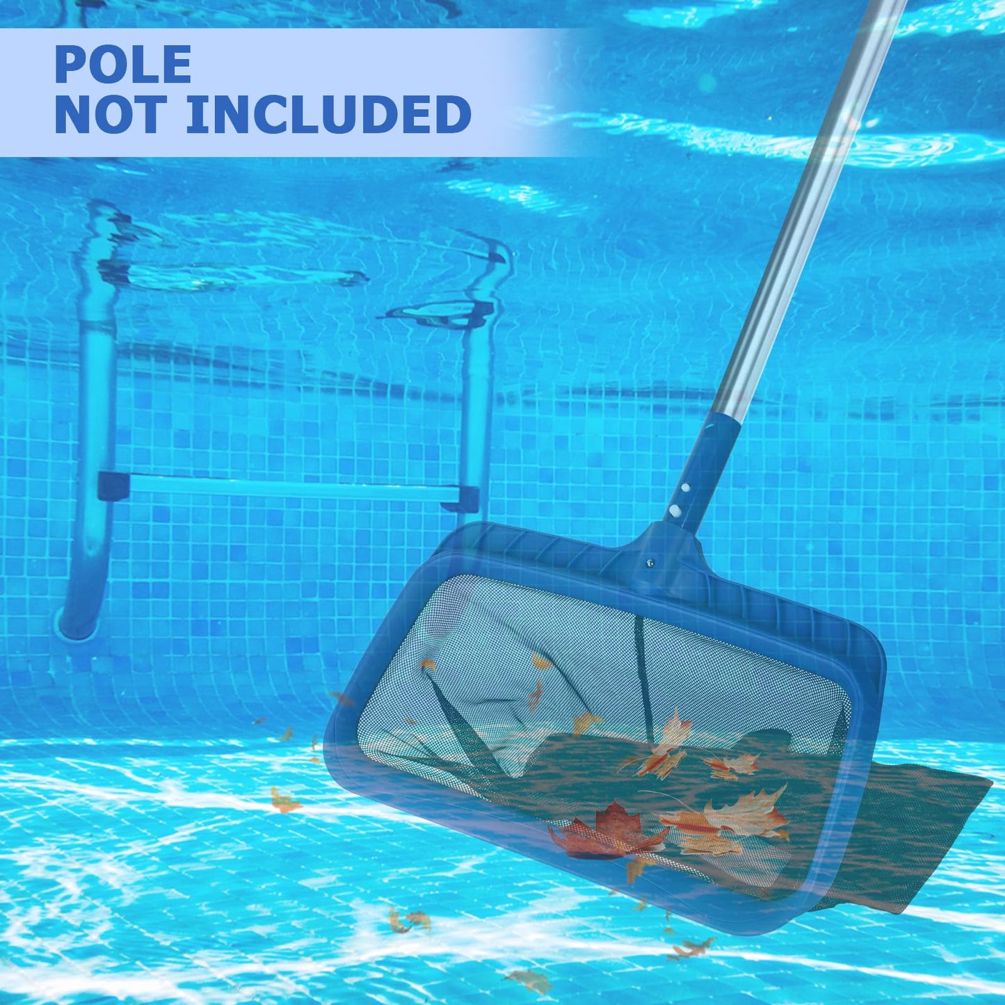 KINFAVOU Pool Skimmer Net, Fine Mesh Pool Leaf Net with Durable Deep Net, Larger Capacity Leaf Skimmer Net for Pool Cleaning, Debris Pickup Removal, Easy Scoop Edge (Without Pole)