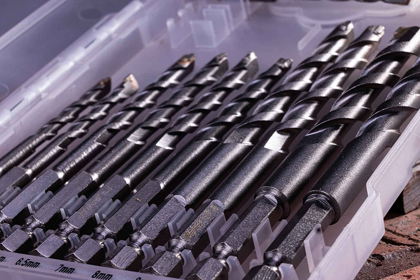 NordWolf 12-Piece Metric Masonry Drill Bit Set with 1/4" Hex Shank, Carbide Tipped for Concrete, Brick, Block & Stone, Sizes 4 to 10mm in Storage Case