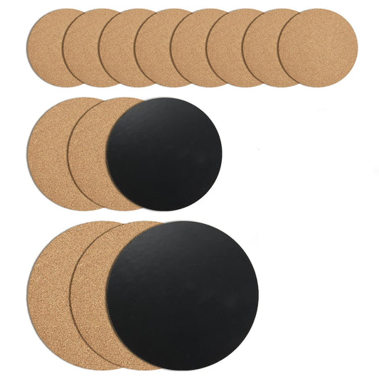 14 Pieces 3 Size Cork Plant Mat, 4/6/8 Inch Round Cork Plant Coasters, Reusable Plant Coasters with PP Pad for House Plant, Indoor and Outdoor Pots, DIY Craft