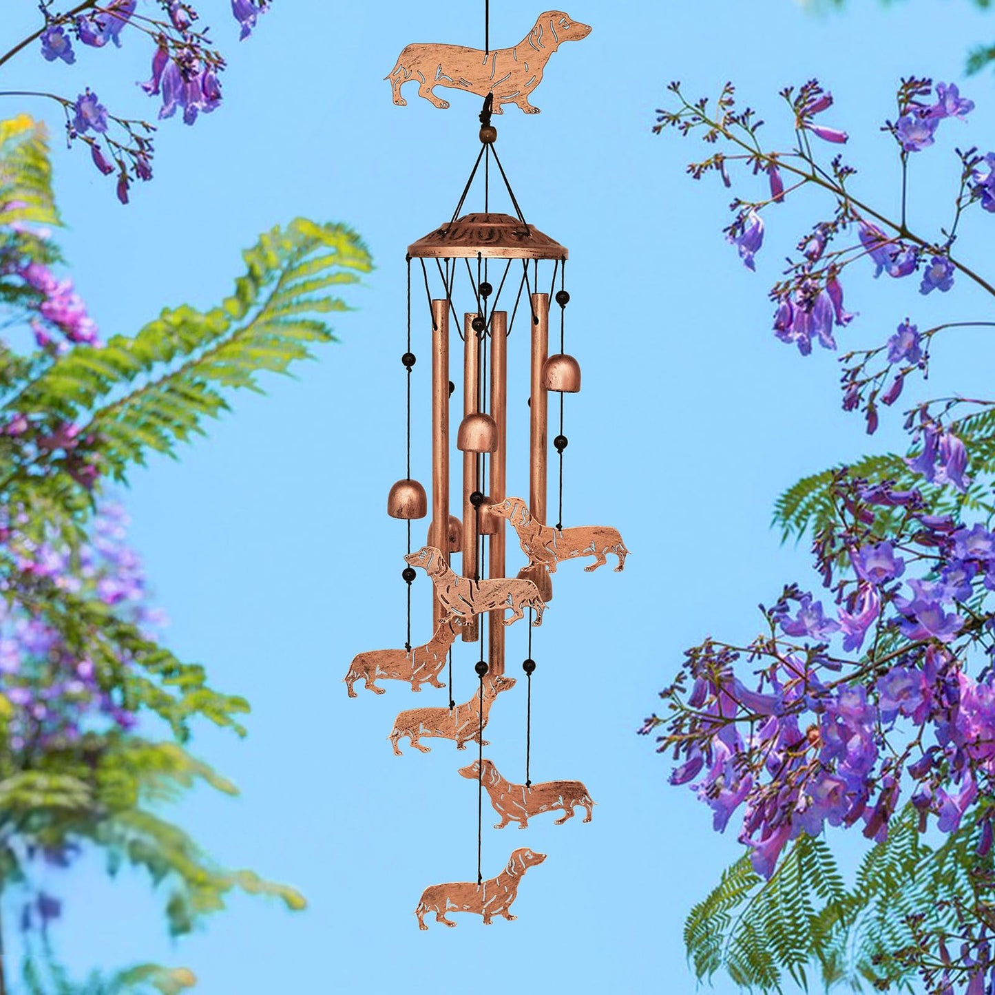 GDNSFIT Dachshund Dog Wind Chimes for Outside,Metal Windchimes,Dachshund Dog Gifts for Women/Men,Wind Chime Garden Decor Outdoor,Memorial/Housewarming/Birthday/Festival Gifts,Front Yard Decor