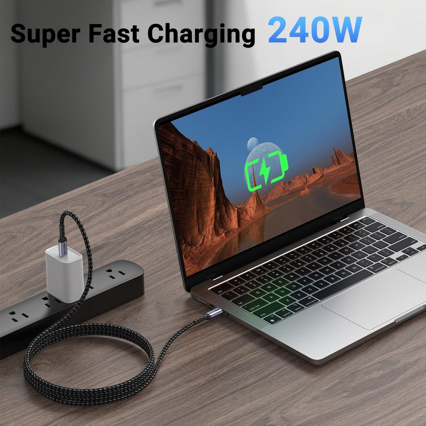 SUMPK 2m USB 4 Cable, 240W PD Fast Charging, 40Gbps Data Transfer, 8K Video Output, Compatible with Thunderbolt 4/3, iPhone 15Pro/15ProMax, Monitor