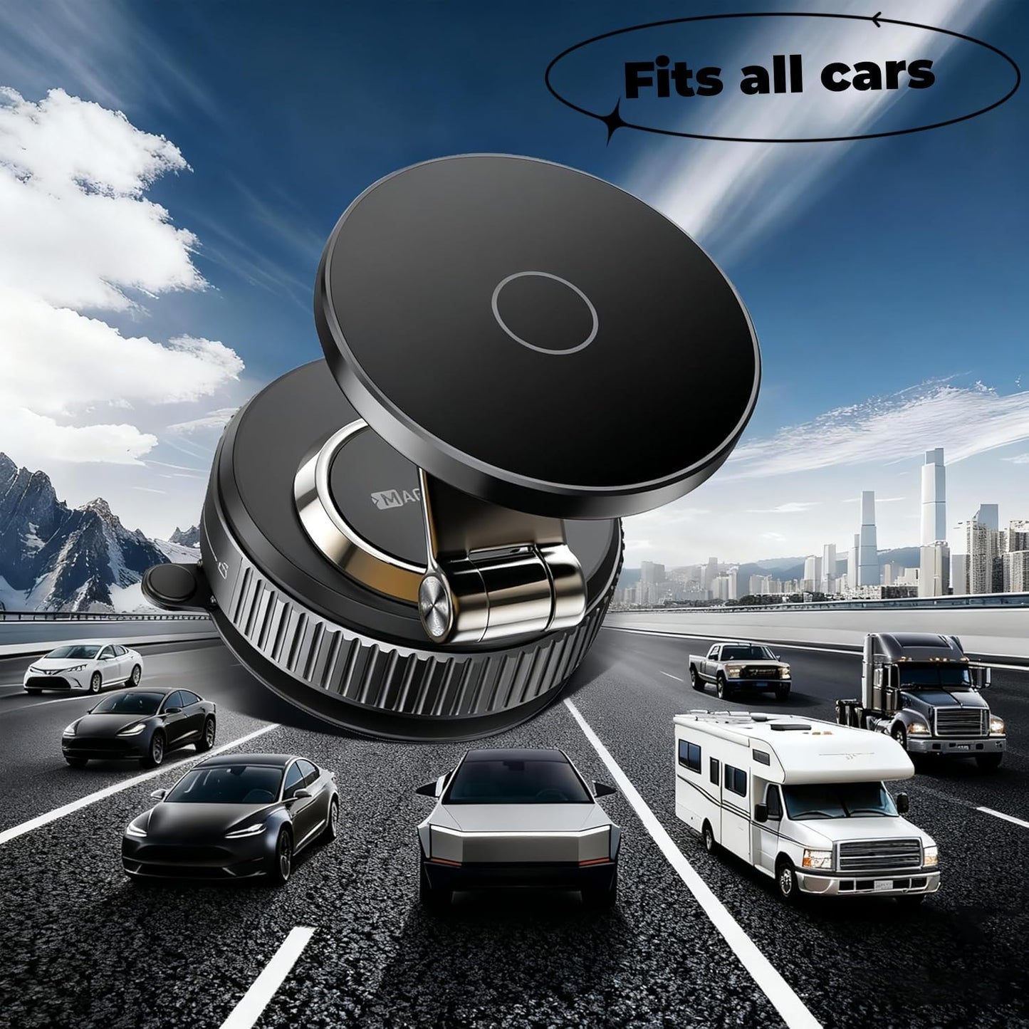 2026 Upgraded 360°Car Phone Holder Mount,Foldable Adjustable Suction Cup Phone Holder car,98LBS Strongest Suction & 2800gf Strongest,for Your Car/Gym/Mirror (Black)