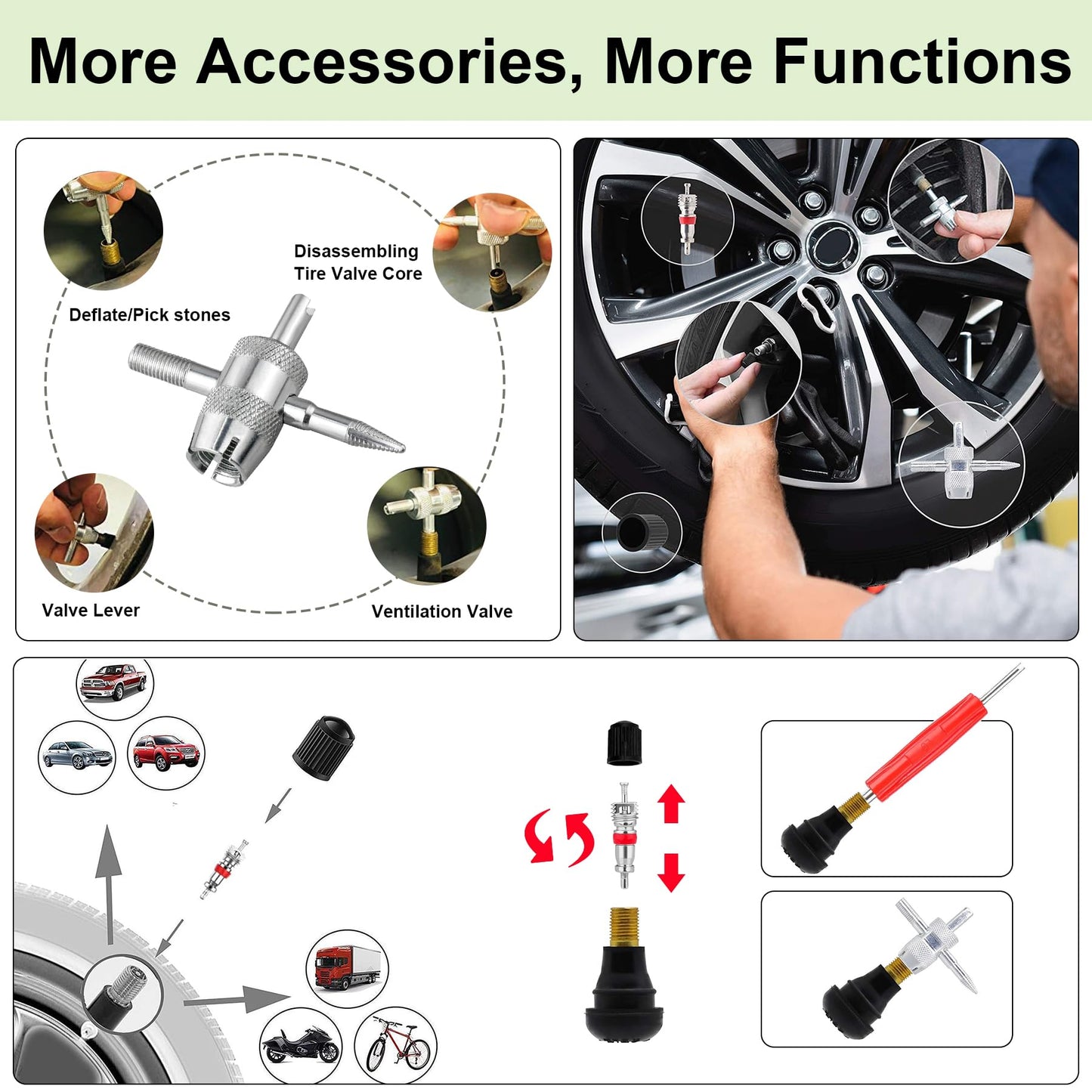 FullMayPro 38PCS Tire Valve Stem Core Quickly Replacement Tool Kit,Quick Change Tire Valve Tool Kit for Replacing Leaky Valves in Cars,Trucks,ATVs,etc.with TR413/TR414/TR418