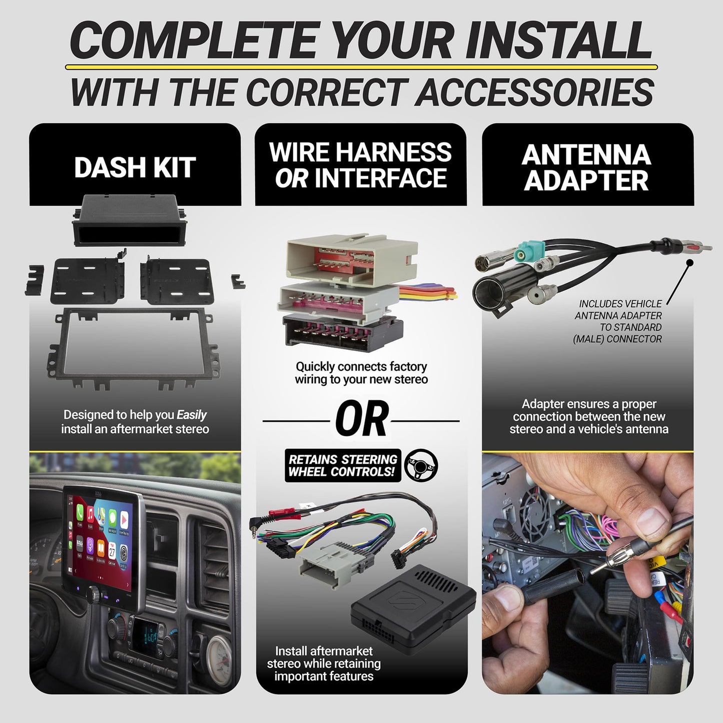Scosche GM1583B 1992-Up General Motors Oversize Radio Multi Kit with 2 Cd Pocket, Black
